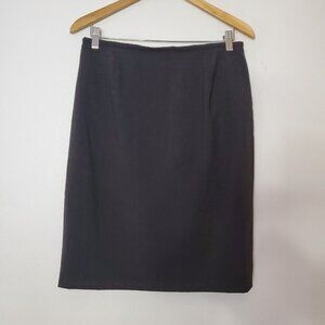 Talbots Petites Stretch Skirt 12P Gray Lined Back Zip Wool Spandex Knee Length